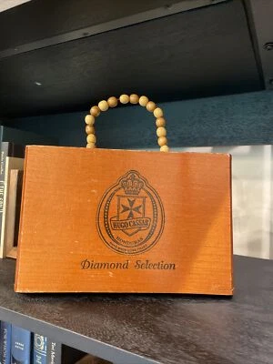 VTG HANDMADE Wooden CIGAR BOX PURSE Monkeys Hugo Caesar Honduras Diamond - Image 1 of 4