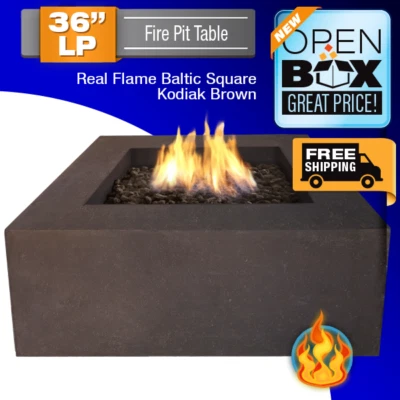Real Flame Baltic Square 36" Propane Fire Pit Table Kodiak Brown, Scratch & Dent - Image 1 of 4