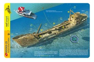 Rodeo 25 Wreck Broward County Florida Reef Smart Wasserdichte Tauchkarte - Bild 1 von 2