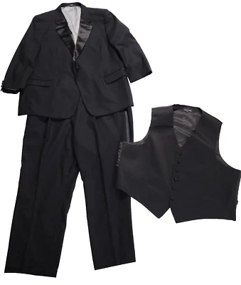 Conjunto de 3 piezas de esmoquin negro para hombre pantalones chaqueta y chaleco talla 2XL Foto 1 de 4