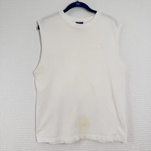 Vintage Champion Sleeveless Muscle Tee Large White Tank Top Distressed Grunge - Picture 1 of 13