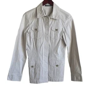 Liz Claiborne Women Cotton Jacket 6 Pin Stripe Lightweight Preppy Retro Y2K - Picture 1 of 12