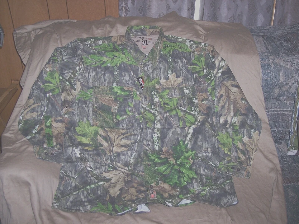 Mens 3X Camo Hunting Shirt Turkey Federation Mossy Oak Camo Shirt Chest Pockets - Image 1 of 4