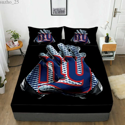 New York Giants Fitted Sheet Mattress Cover Fan Bed Sheets & Pillowcase Set 3PCS Cover