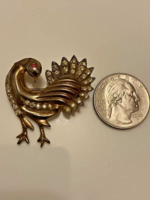 vintage sterling silver peacock pin brooch. reja? unsigned. - Image 1 of 4