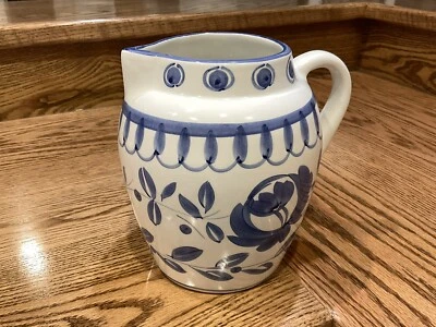 "Jarra de cerámica Eddie Bauer hecha en Italia - 8"" de alto azul y blanco" Foto 1 de 4