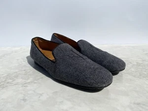 Ralph Lauren Grey Felt Embroidered Slip On Loafers 8.5 B - Picture 1 of 19
