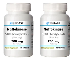 Nattokinase 200mg 5000 FU/g (Fibrinolytic Units) 240 Capsules 200mg 2 Bottles - Picture 1 of 3