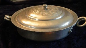 Cromwell Pan/Bowl w/Lid Hand Wrought Aluminum 7" Dia. Etched Fruit Scarce - Picture 1 of 7
