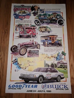 Buick 1990 Goodyear Dealer Advertising Poster Great American Race Disneyland GM - Image 1 of 4