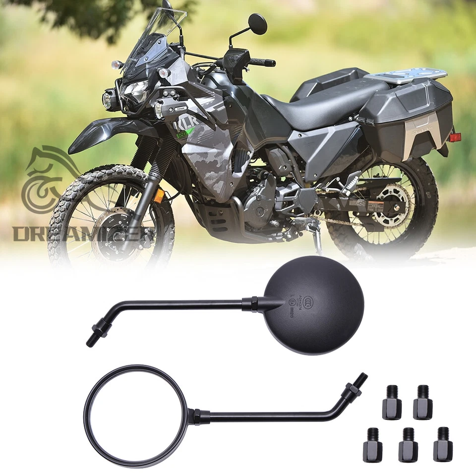 Espejos retrovisores laterales redondos negros para motocicleta Kawasaki KLR650 KLR 250 600 650 Foto 1 de 4