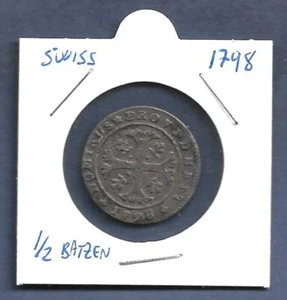 (DN) Switzerland Swiss Cantons (Bern) 1/2 Batzen 1798 High Grade - Picture 1 of 2