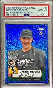 2021 Topps Chrome Platinum Garrett Crochet /199 Blue M-Diamond Rookie RC PSA 10 - Bild 1 von 2