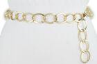 Damski błyszczący złoty metalowy łańcuszek impreza klub moda wąski pasek w talii rozmiar M L XL