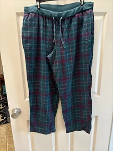 Vintage L.L. Bean men's pajama pants. Size L. Green, Pink, Red And Purple Plaid - Picture 1 of 4