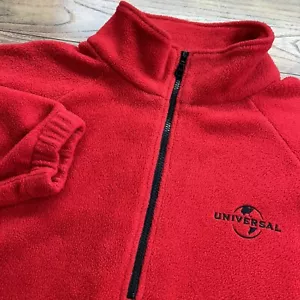 Giacca Pullover Vintage Universal Studios 1/4 Zip Rosso Pile Taglia M Unisex - Foto 1 di 6