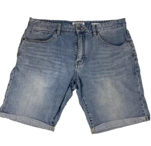 JEANSWEST Mens Blue Slim Fit Denim Shorts Cuffed Faded Size W38 - Picture 1 of 15