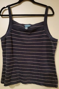 Ralph Lauren Square Neck Striped Tank Top Womens Small Black Gold - Picture 1 of 4