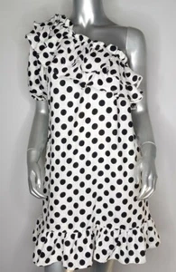 Lisa Marie Fernandez Dress Size Small Black White Polka Dot One Shoulder New - Picture 1 of 8