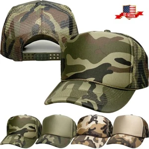 Classic Trucker Foam Front Mesh Back Snapback Adjustable Baseball Cap Camo - Picture 1 of 25