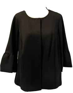 ALFANI Womens Plus Sz 1X Black Jacket Heavy Knit Snap Front Bell Sleeves Fitted - Picture 1 of 9