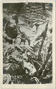 RPPC Soldier In Battle Iconic World War 1 postcard WWI TRENCH AFTER 3 Bodies - Picture 1 of 2