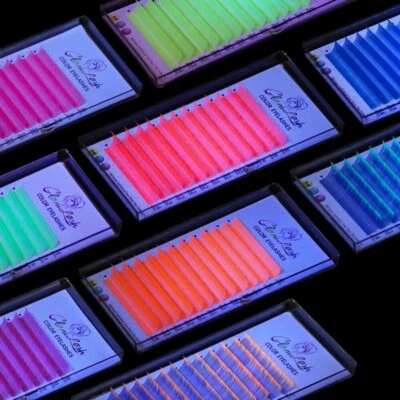 Lash Extension Glow in the Dark UV Neon lashes Bulk Individual Colorful Lashes - Image 1 of 4