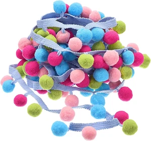 2 Yards Pom Pom Ball Fringe Trim, Ribbon Sewing DIY Crafts Accessory for Home Cu - Picture 1 of 6