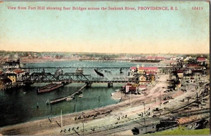 Puente postal a través del río Seekonk Providence RI parte posterior dividida sin publicar - Imagen 1 de 2