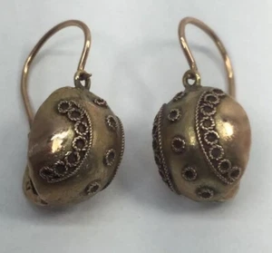10K GOLD ANTIQUE VICTORIAN EARRINGS (J1467)  - Picture 1 of 10