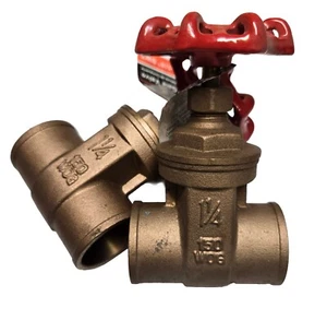 Set of (2) 1-1/4" Inch Sweat Connection GATE VALVE Rotating Valve Two Way Flow - Picture 1 of 4