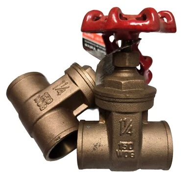 Set of (2)  1-1/4"  Inch Sweat Connection GATE VALVE Rotating Valve Two Way Flow - Image 1 of 4