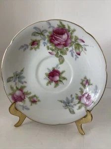 Platillo de porcelana vintage pintado a mano Lefton Japón SOLO rosas rojas floral - Imagen 1 de 6
