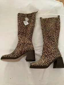 Simply Be Womens Leopard Knee High Boots Size 7 - Picture 1 of 6