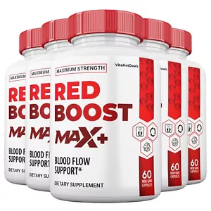 Red Boost Max + Blood Flow Support, 2x stronger Pills for Men and Women (5 Pack) - Picture 1 of 6