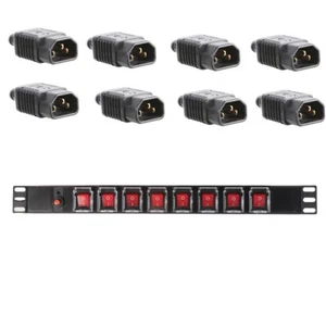 Rack 8 Switch Control Power Panel IEC Connection 10A C13 Socket Plug PDU 1U DJ - Picture 1 of 11