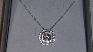 ZALES Jeweler Sterling Silver Lab Created White "In The Round" Sapphire Necklace - Picture 1 of 5
