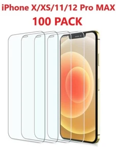 Lot 100 Pack HD Tempered Glass Screen Protector For Apple iPhone 12 11 Pro MAX - Picture 1 of 6