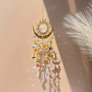 Gold flamme Sonnenlicht-Fänger Mond Traum fänger Kristall-Anhänger Im Freien - Bild 1 von 4