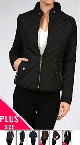 NEW Plus Size Quilted Winter Jacket Coat Zip Front Fitted- Large/XL/1X-2X-3X - Picture 1 of 26