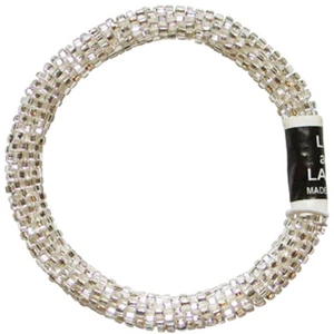 LILY und LAURA "Crystal Silver" handgehäkeltes Perlenarmband ~Made in Nepal~ - Bild 1 von 3