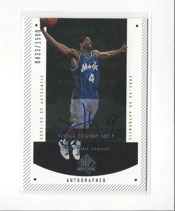 2002-03 SP Authentic #160 Ryan Humphrey RC Rookie AUTOGRAPH Magic /1500  - Image 1 of 1