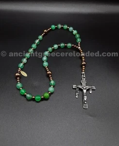 Das Kruzifix Kreuz Anglikanischer Rosenkranz, Vintage Silber Kruzifix Kreuz, Achat, Onyx - Bild 1 von 4