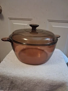 Corning Ware Amber Visions 4,5 L/5 Quart Dutch Oven Suppentopf mit Deckel Vintage LESEN - Bild 1 von 9