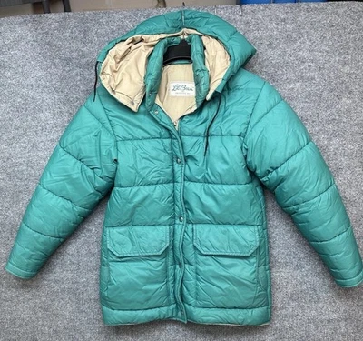 Vintage 1970's L.L. Bean Puffer Coat Green With Hood Women's Size Large USA - Image 1 of 4