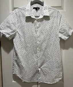 John Varvatos USA Star Print Short Sleeve Button Front Shirt Size M - Picture 1 of 6