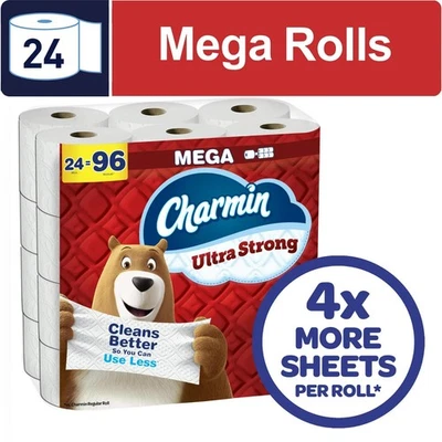 Charmin Ultra Strong Toilet Paper 24 Mega Rolls, 220 Sheets Per Roll Free Ship!!