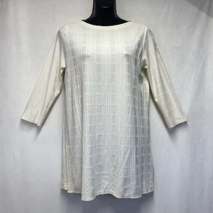 J.Jill Wearever Collection 3/4 Sleeve Textured Tunic Top Women S Petite Ivory - Picture 1 of 16