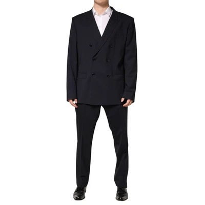 DOLCE & GABBANA Suit Blue Wool Double Breasted 2 Piece Men EU58/US48/3XL 2630usd - Image 1 of 4