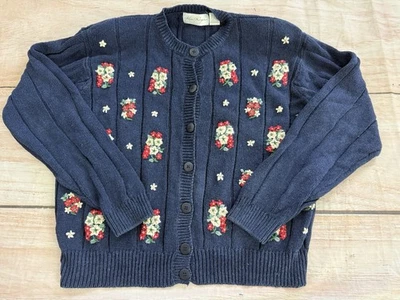 Vintage Kim Rogers Size large embroidered sweater Grandmacore cardigan - Image 1 of 4